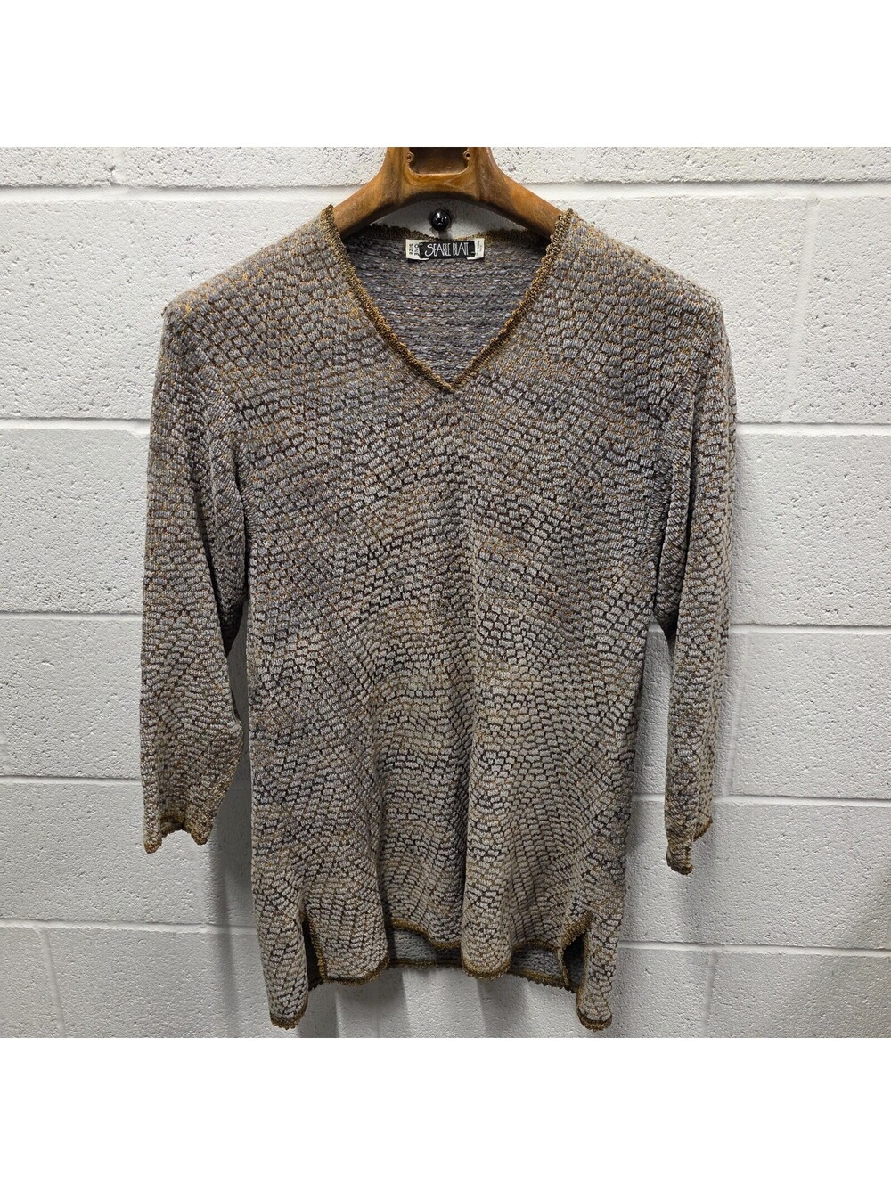 Searle Blatt for Bergdorff Goodman Luxury V neck Velvet Knit OS  20x33 Sweater